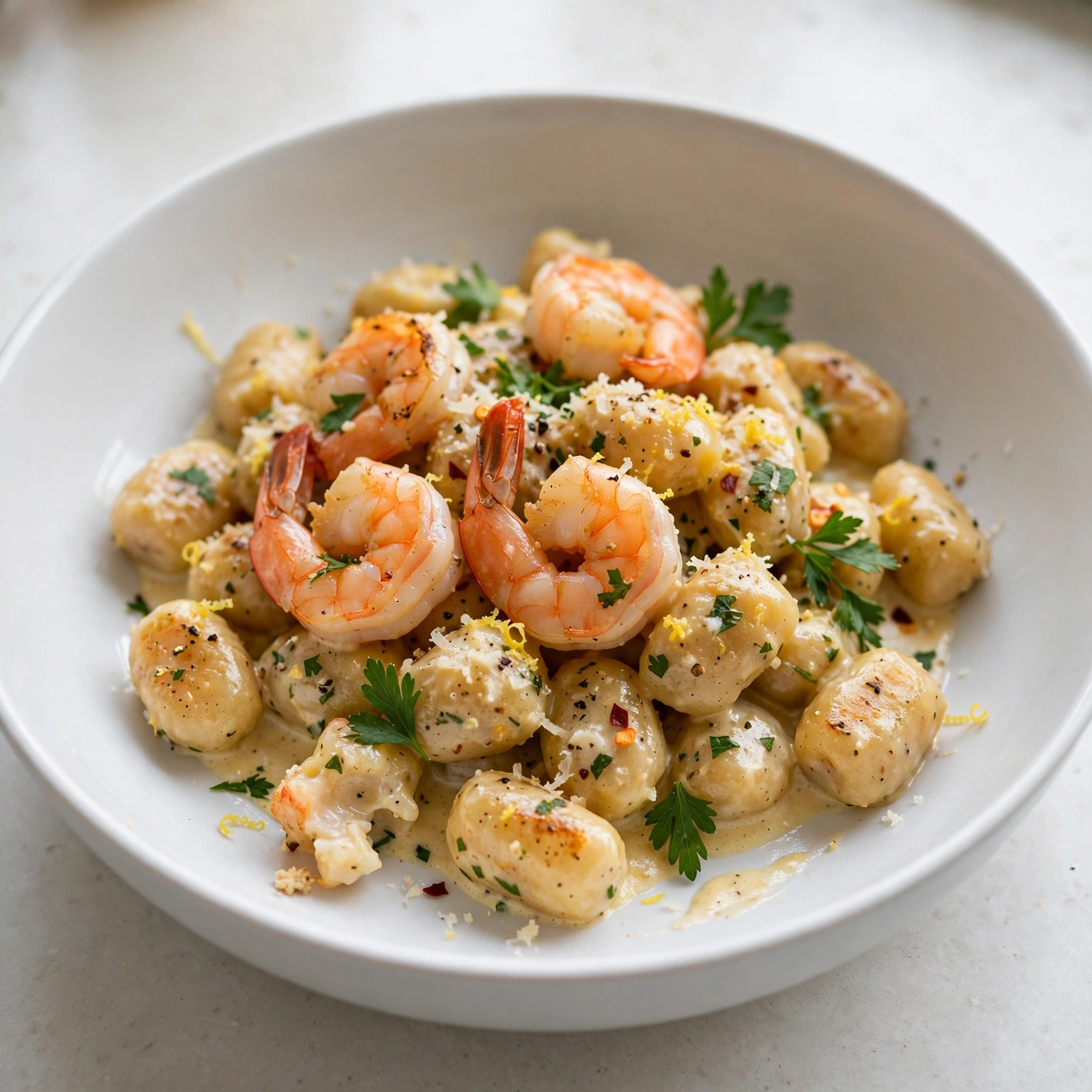 Creamy Lemon Garlic Shrimp and Gnocchi