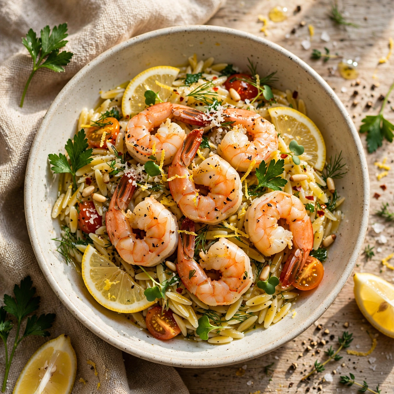 Lemon Pepper Shrimp Orzo