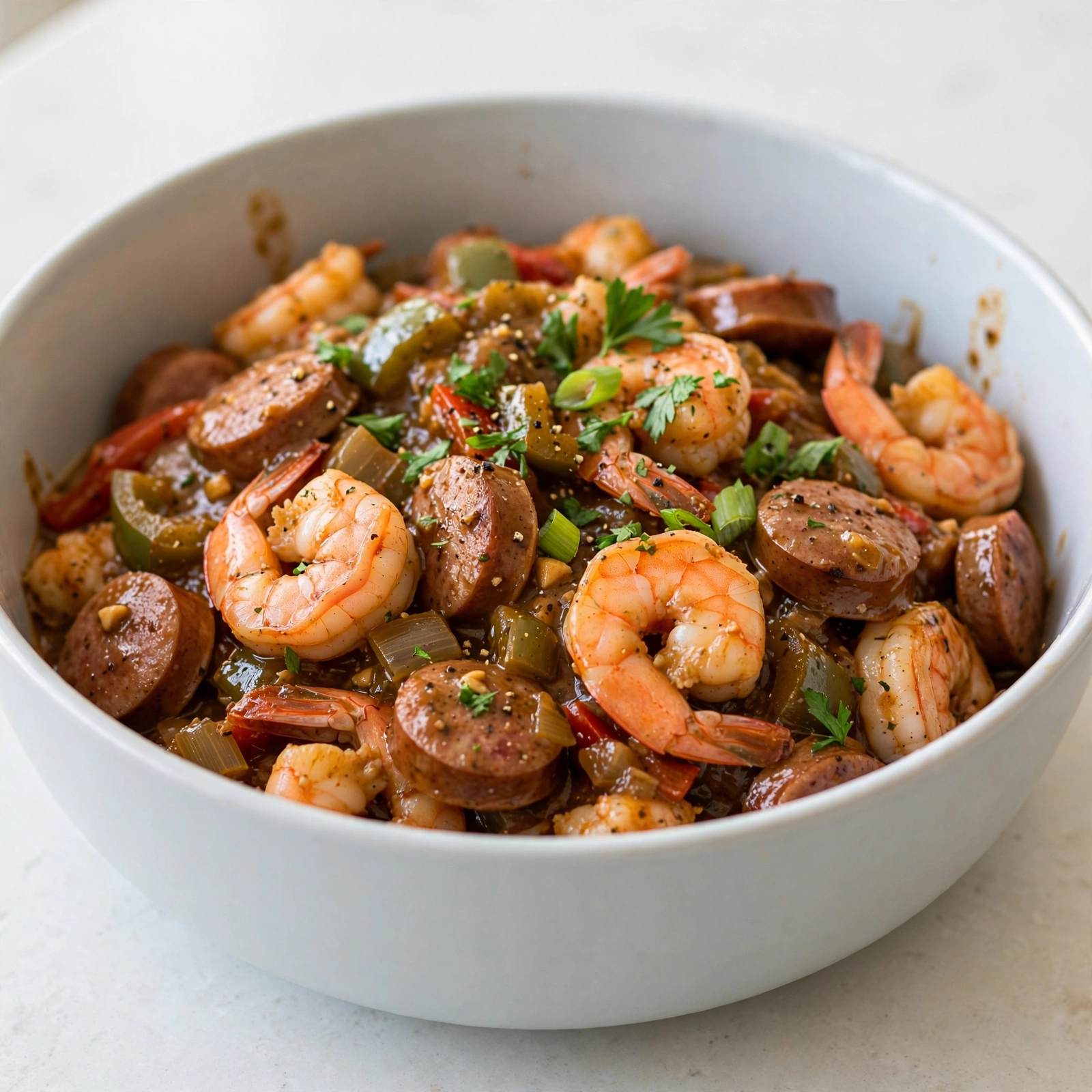 Smothered Shrimp and Sausage